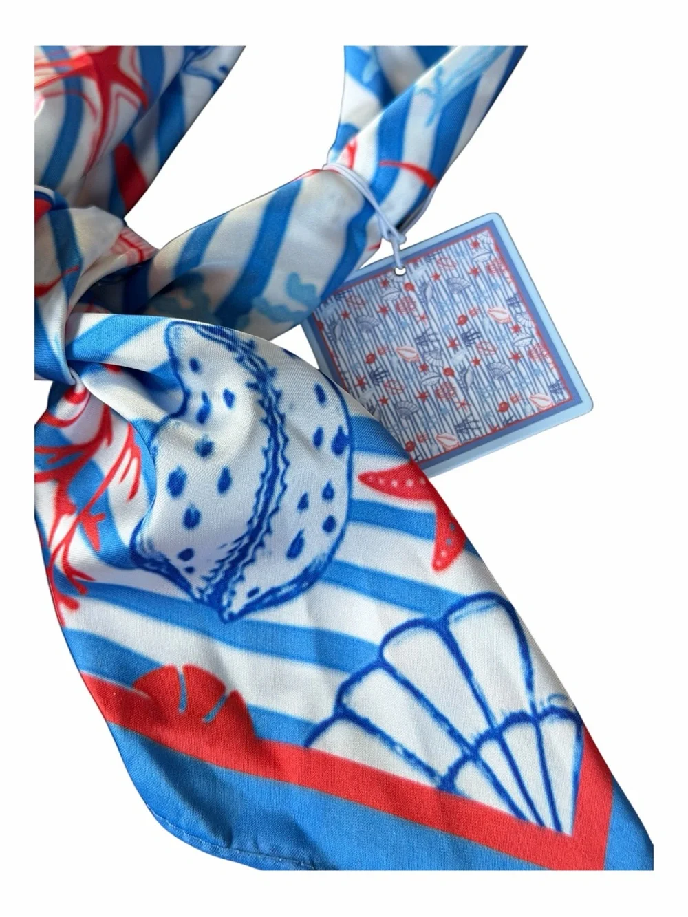 PIPER K | Nautical Starfish Shell Ocean Coral Scarf NWT